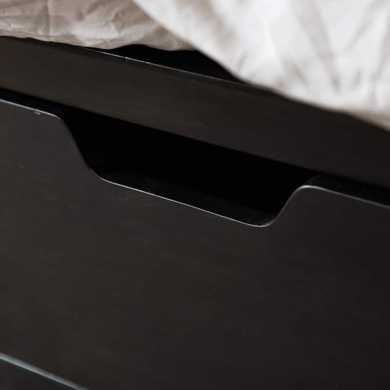 Furniture of America Forma Mid-Century Modern Black Boucle Storage Platform Bed with LED Reading Light