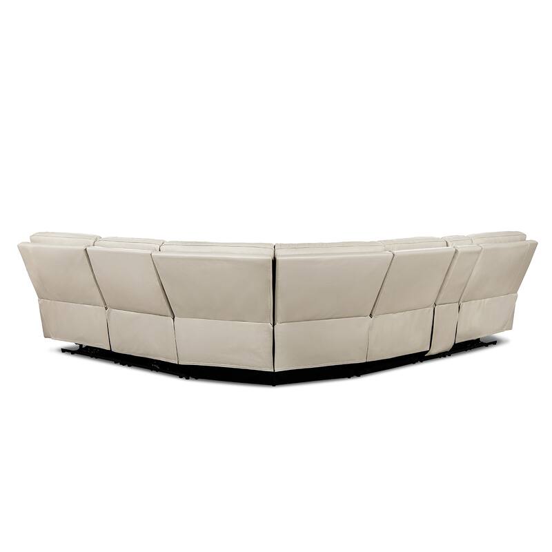 Malibu 130" 6-Piece Leather & Faux Leather Power Reclining Sectional