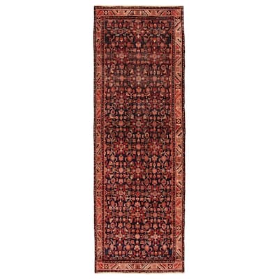 ECARPETGALLERY Hand-knotted Andelz Navy Wool Rug - 3'5 x 10'2