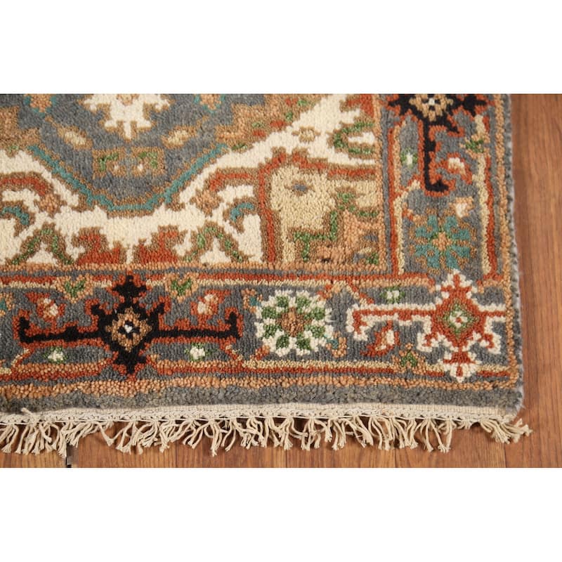 Grey Heriz-Serapi Indian Accent Rug Hand-Knotted Wool Carpet - 2'0"x 3'0"