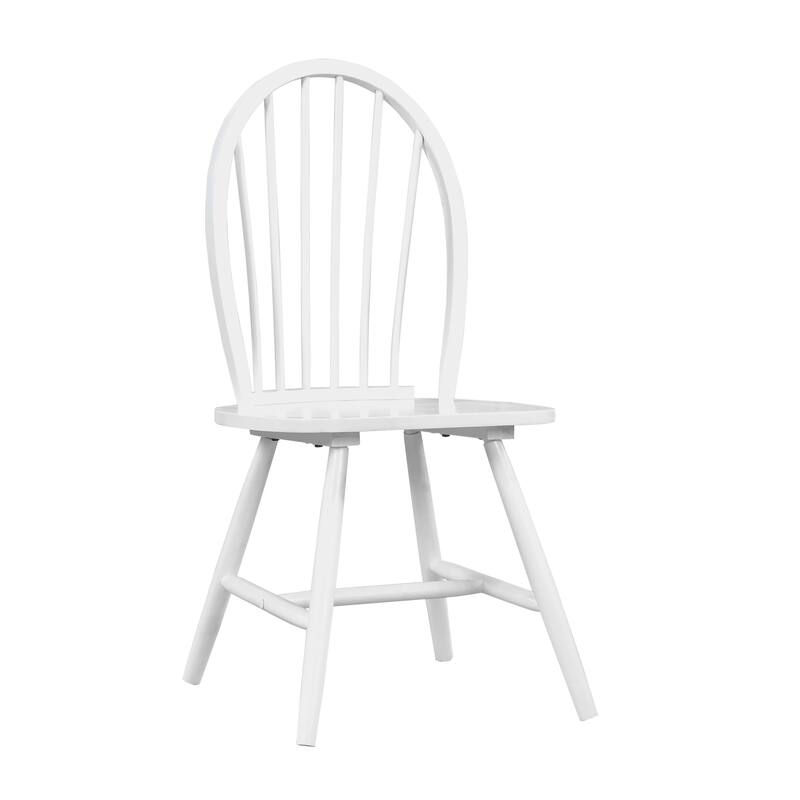 Farmhouse Style Wooden Dining Chairs Set of 2 - White Finish