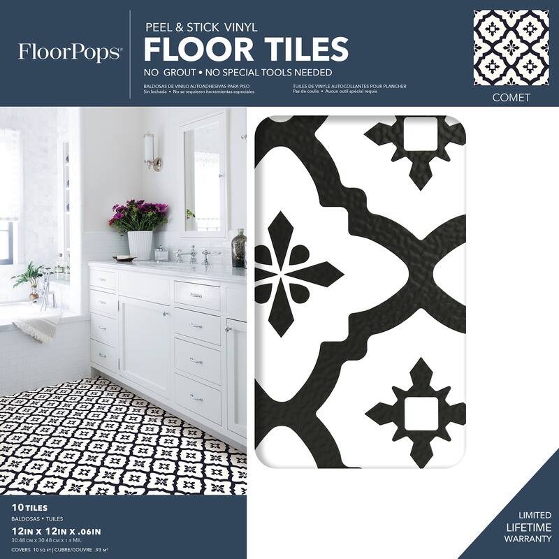 FloorPops Comet Peel & Stick Floor Tiles