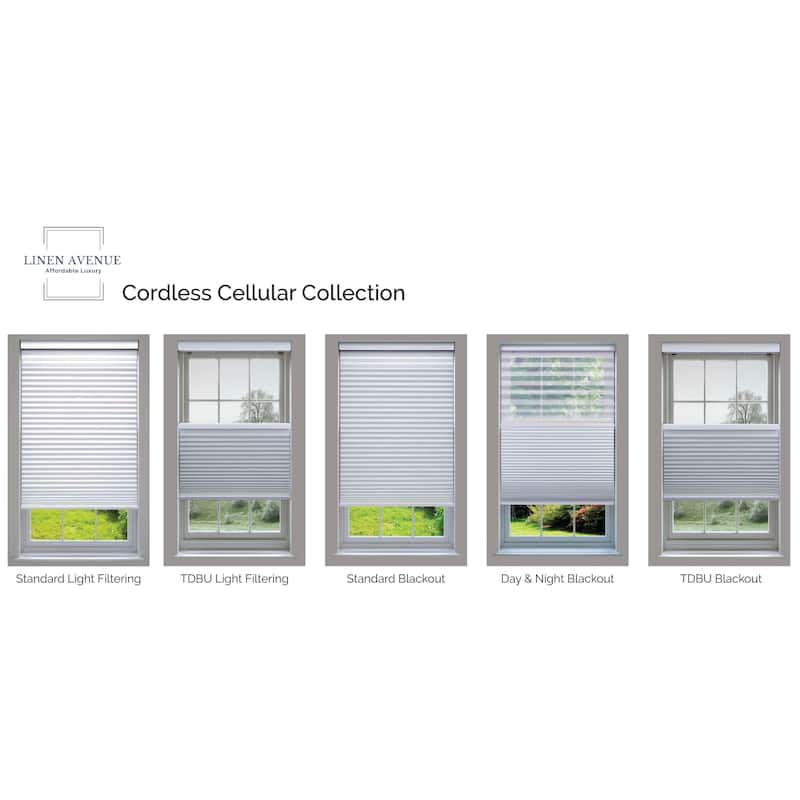 Linen Avenue Cordless Cellular Top Down Bottom Up Blackout Shade, Dark Grey (Arrives 1/4" Narrower)