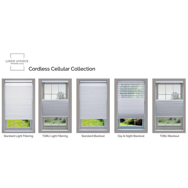 Linen Avenue Cordless Top Down Bottom Up Cellular Shade, White (Arrives 1/4" Narrower)