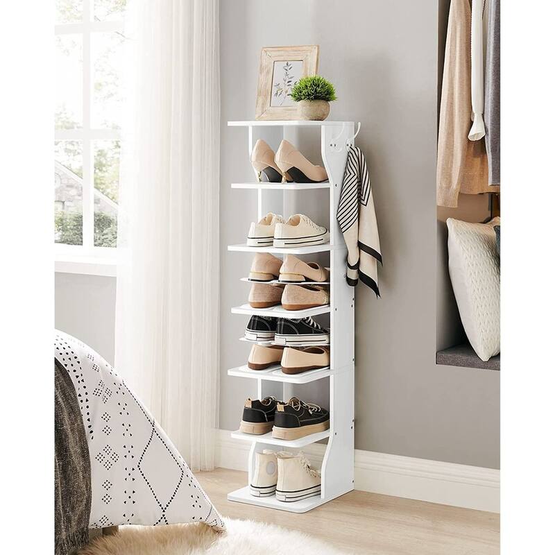 Metal Space-Saving 7-Tier Slim Shoe Storage Rack with Durable Shelves - 11.8”D x 10.4”W x 43.5”H