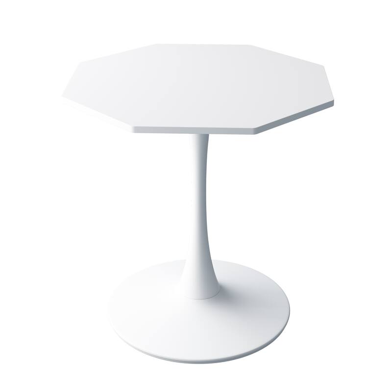 31.50"Modern Octagonal Coffee Table with Printed Marble Table Top,Metal Base, for Dining Room, Kitchen, Living Room