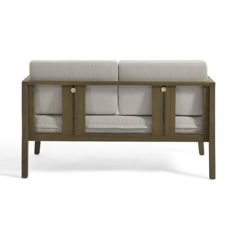 Outdoor Teak Solid Wood Patio Furniture Set Loveseat Armchair Table Collection