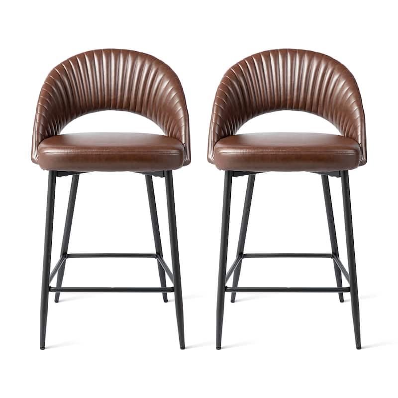Glitzhome 26"H Faux Leather Upholstered Counter Stools with Metal Legs Set of 2/4 - N/A
