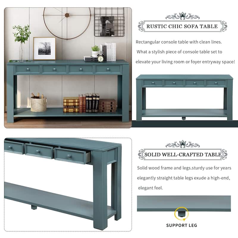 Farmhouse Wooden 4-drawer Console Table Entryway Table