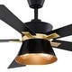 preview thumbnail 8 of 7, Scottsdale 52 in. Black and Gold Ceiling Fan with Reversible Black-Walnut Blades, Dimmable LED Light Kit and Remote, Metal Shade