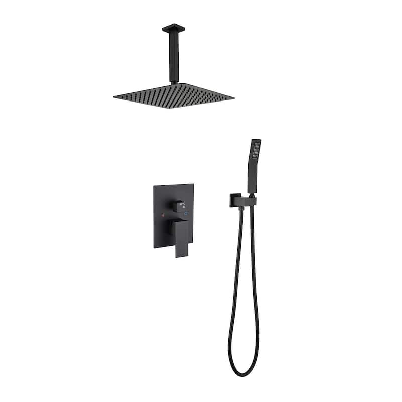 16" Shower Head System Ceiling Mounted Shower - Matte Black
