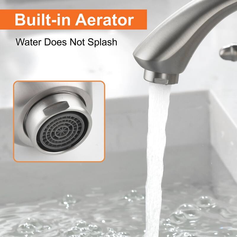Widespread Bathroom Sink Faucet 3 Holes 8 Inch Bathroom Faucets Two Handle Modern Elegent Lavatory Basin Vanity Taps With Valve