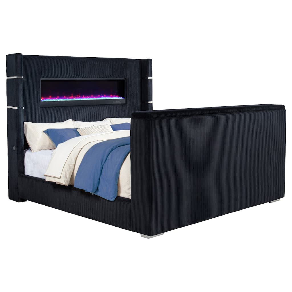 Tisdall Flame Visualizer Wingback TV Bed Black