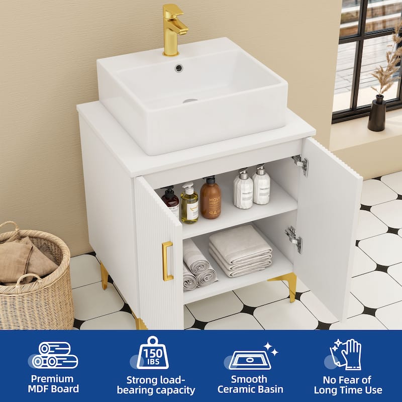 Moasis 24 Inch/30Inch Bathroom Vanity Storage Cabinet Vanity with Counter Top Sink