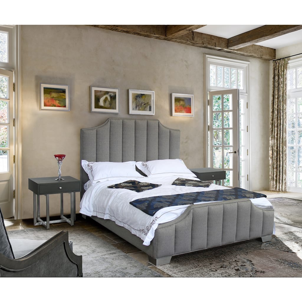 Coastal Queen Bed - Modern Bedroom Furniture with Padded Back & Geometric Legs