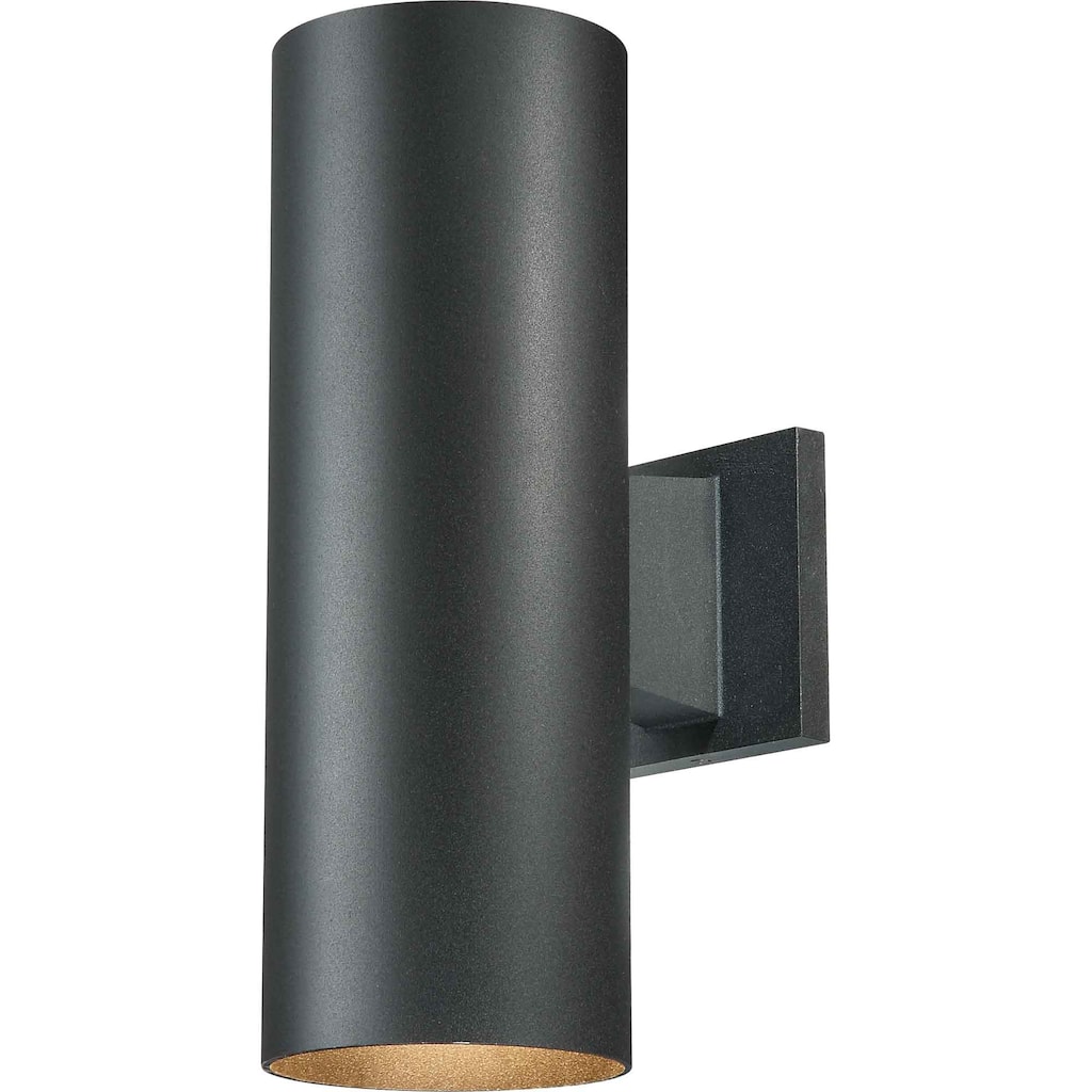 Volume Lighting 2-Light LED Black Outdoor Cylinder Wall Mount