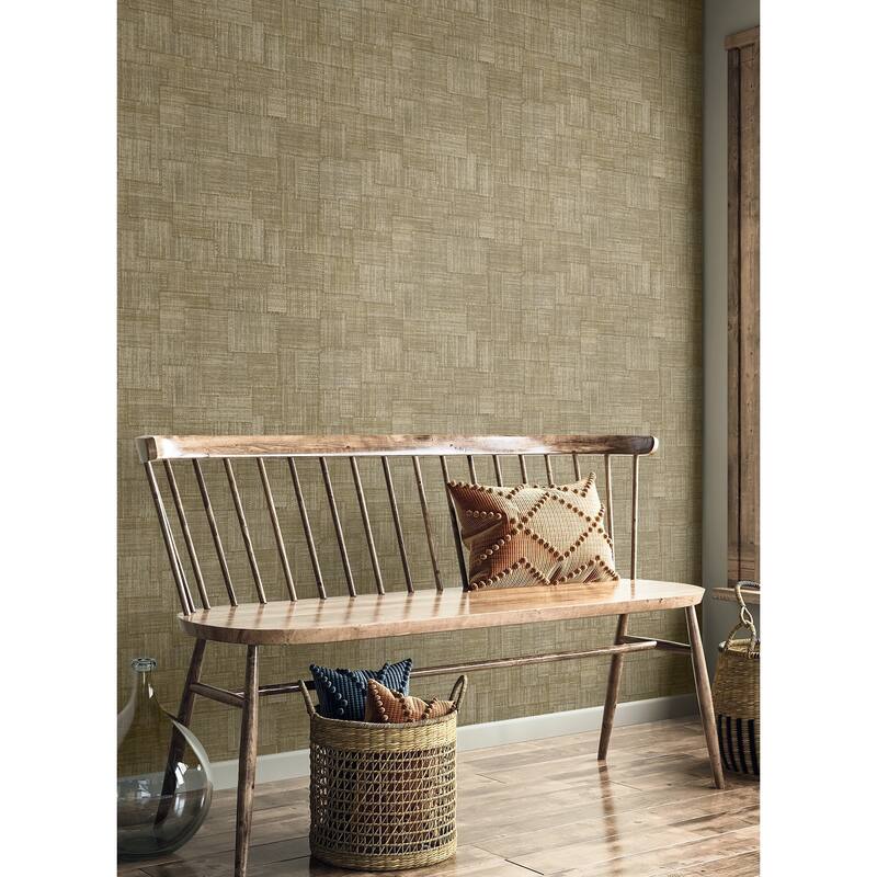 Seabrook Designs Woven Blocks Embossed Vinyl Unpasted Wallpaper