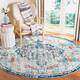 SAFAVIEH Madison Sabire Boho Medallion Distressed Rug - 9' x 9' Round - Navy/Light Blue