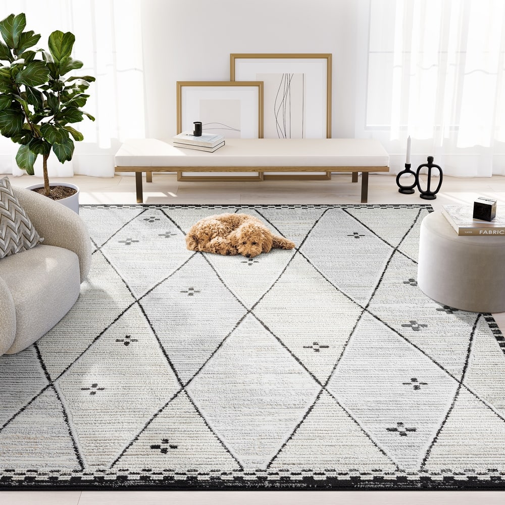 Abani Viva VIV150A Cream Grey Farmhouse Area Rug