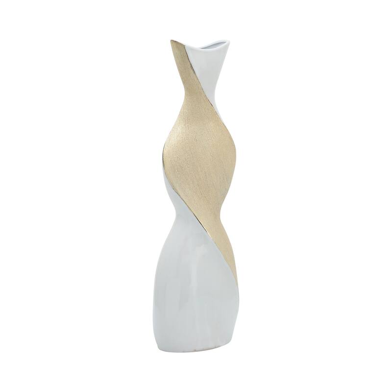 Sagebrook Home Ceramic Vase - 6" x 4" x 20" - No Pattern and Not Solid Color Gold