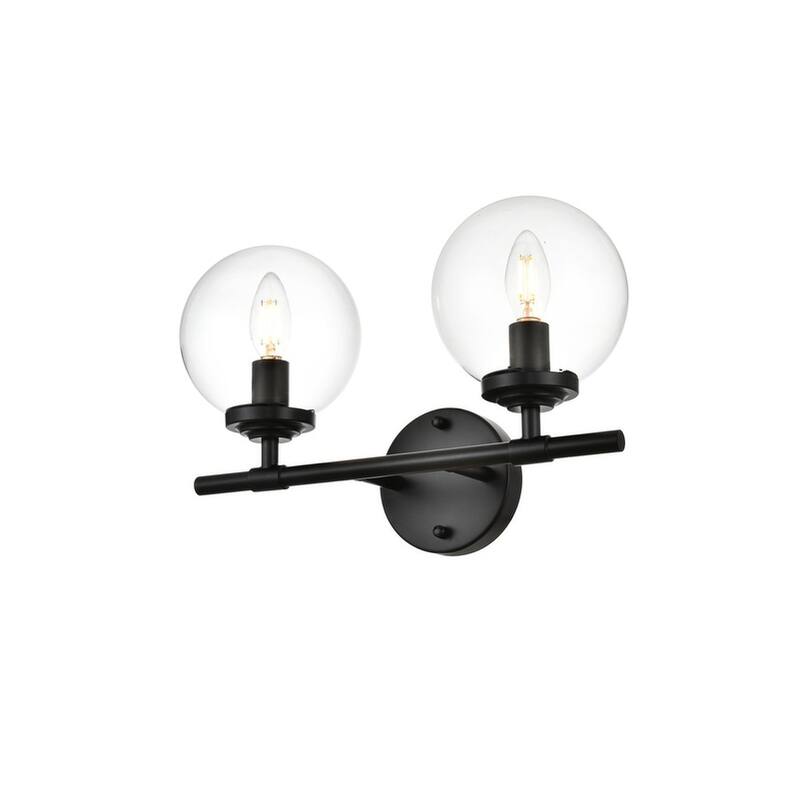 Inzo 1 Light Black and Clear Bath Sconce