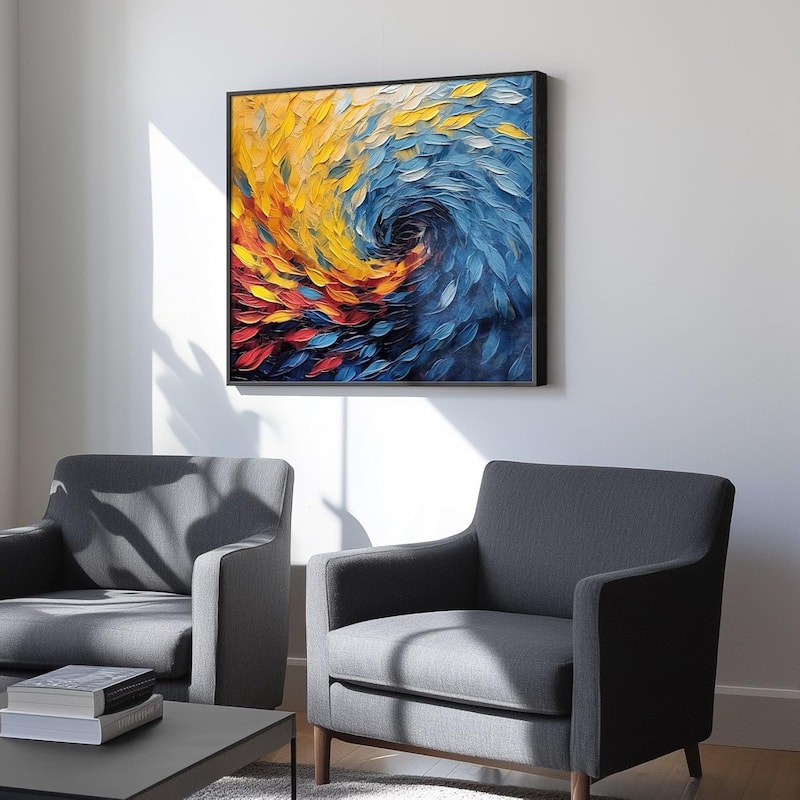 Framed Blue Modern Abstract Wall Art