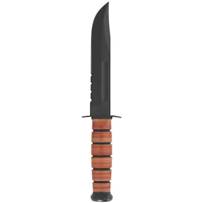 KA-BAR 7" Blade USMC Serrated Edge Utility Knife w/ Sheath - Brown
