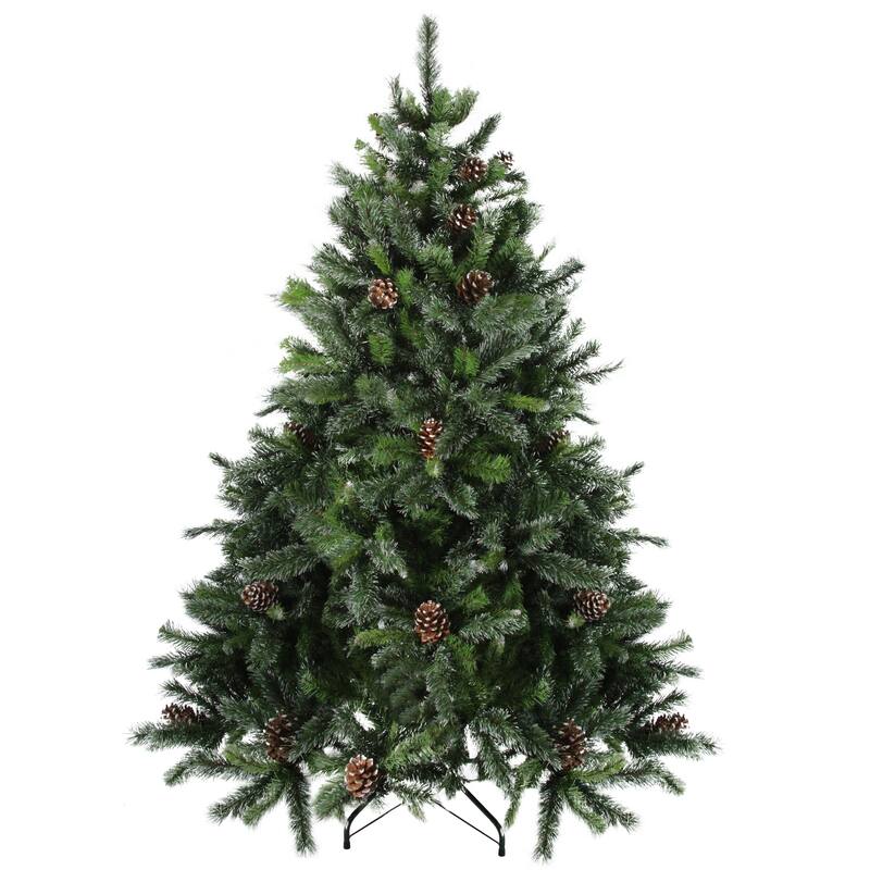 6.5' Full Snowy Delta Pine Pine Cones Artificial Christmas Tree Unlit - 6.5 Foot