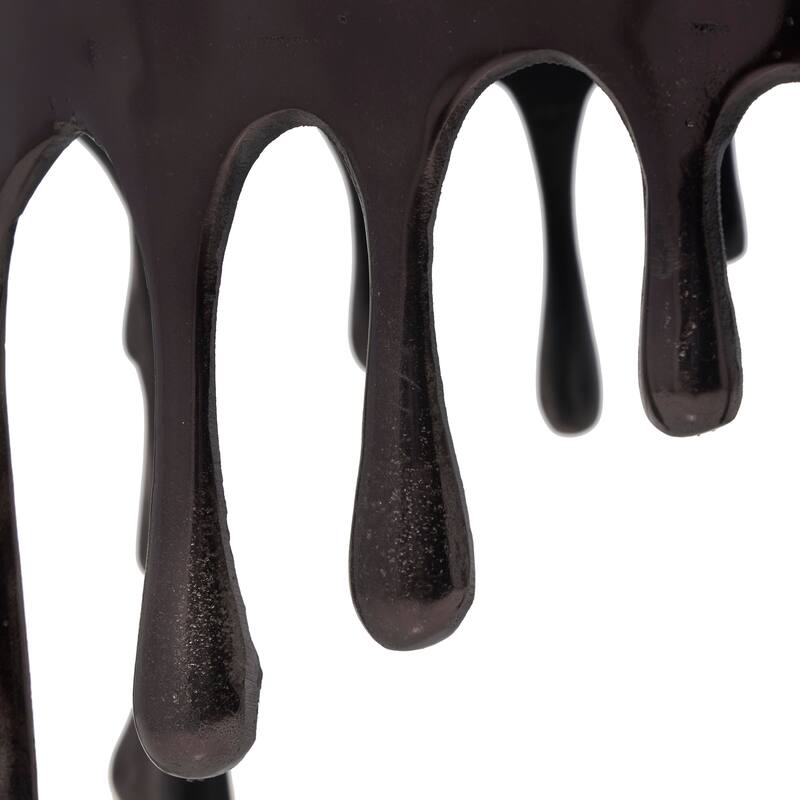 Aluminum Metal Accent, Console, and Coffee Table Collection with Drip Melting Design and Smoke Shaded Glass Top Multiple Colors