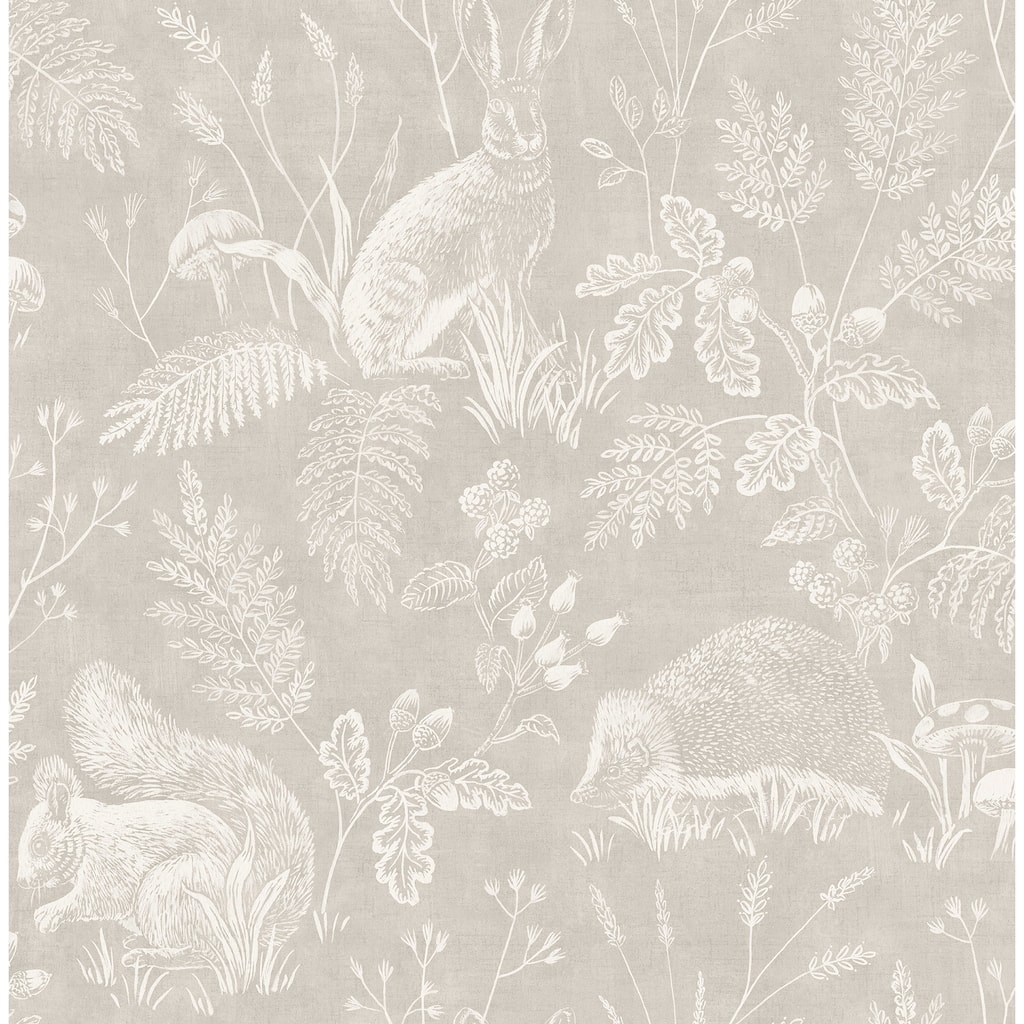 Woodland Light Grey Toile Wallpaper