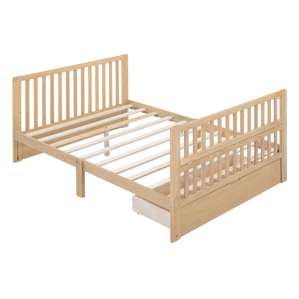 2 in 1 Convertible Crib Full Size Bed Frame with Drawers and 3 Height Options Modern Baby Crib Toddler Bed with Guard Rail Bed Bath Beyond
