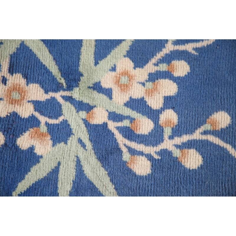 Antique Vegetable Dye Art Deco Chinese Round Rug Handmade Wool Carpet - 10'8"x 10'6"
