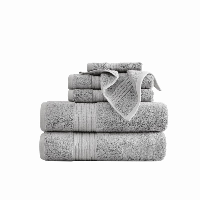 Badgley Mischka Cotton TENCEL™ Oversized 6 Piece Towel Set - Grey