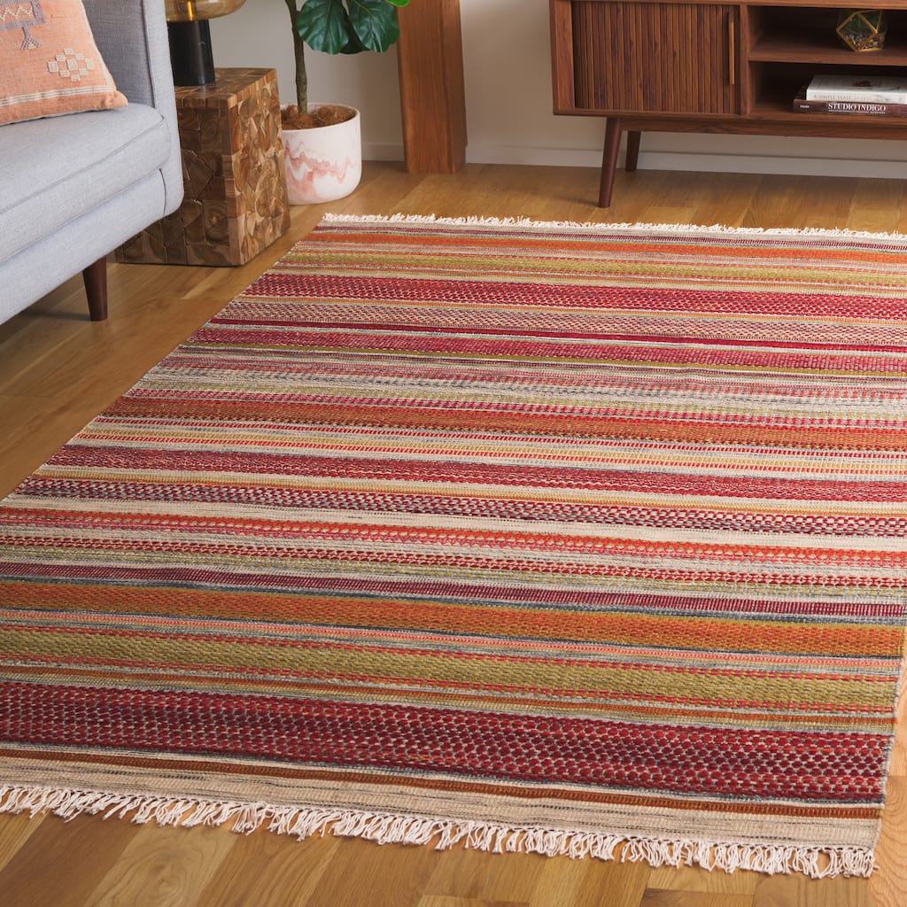 SAFAVIEH Handmade Striped Kilim Karissa Stripe Wool Rug with