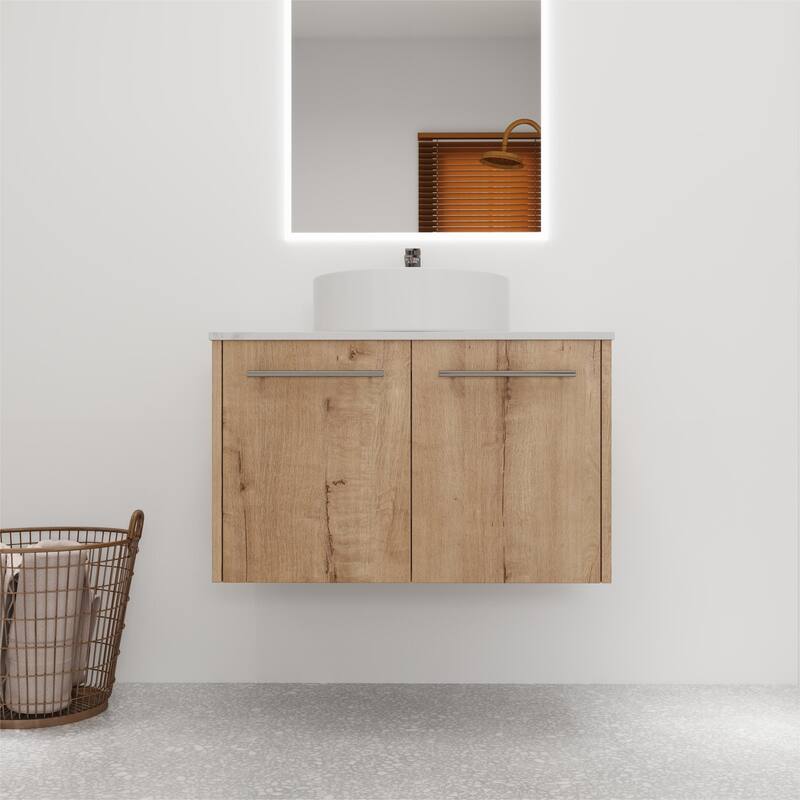 Bathroom Vanity With Sink In 24/30 Inch, Floating Bathroom Vanity With Soft Close Door