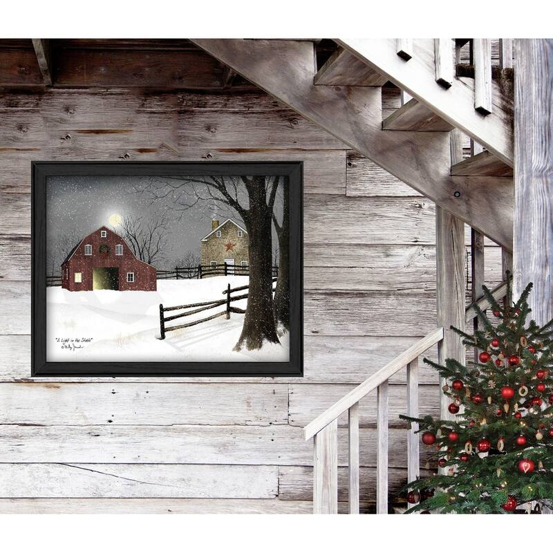 TrendyDecor4U Farmhouse "Light in the Stable" Framed Print Wall Art by Billy Jacobs - Earthtone