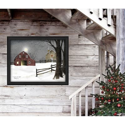 TrendyDecor4U Farmhouse "Light in the Stable" Framed Print Wall Art by Billy Jacobs - Earthtone