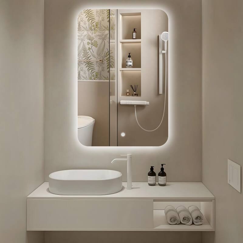 Square Rounded-Corner LED Mirror, both Stylish and Practical
