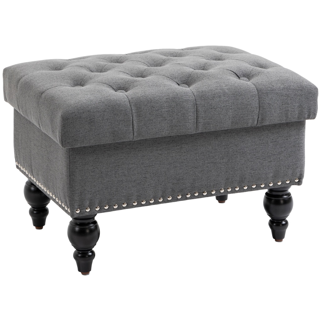 Ottoman with Storage for Living Room, 25" Storage Ottoman with Removable Lid, Button-Tufted Fabric Bench