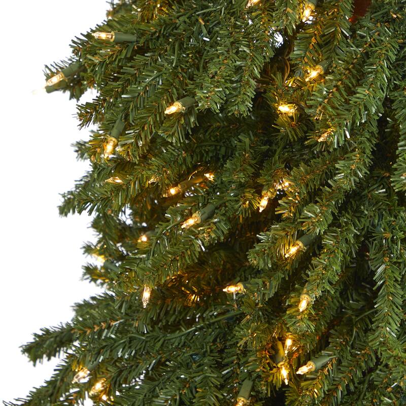 8Ft Artificial Christmas Tree with Lights - Holiday Decor, Slim Design, Bendable Branches, Indoor Tree - Green - 96