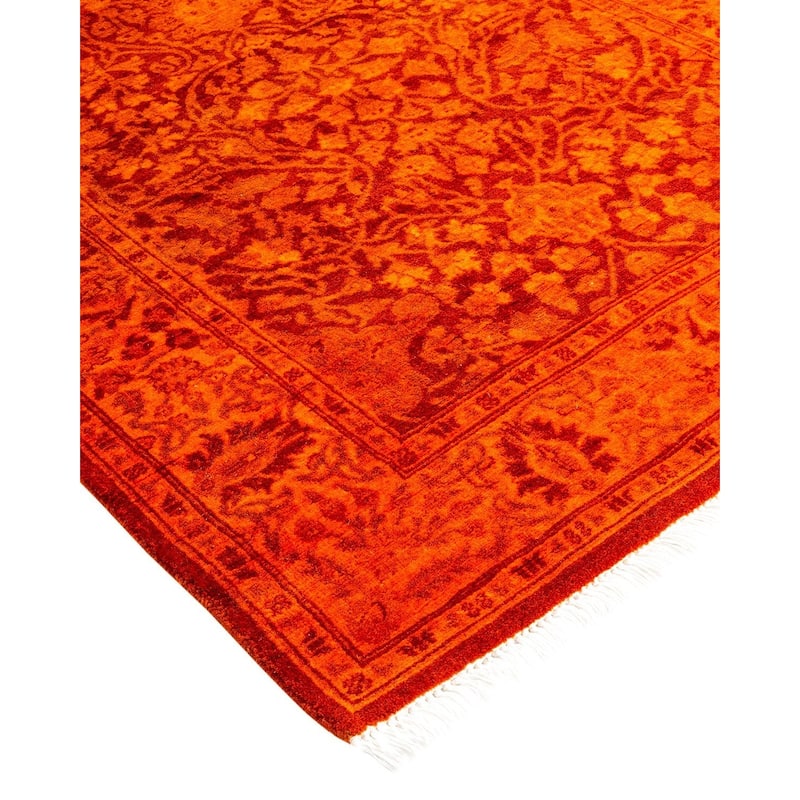 Overton Hand Knotted Wool Vintage Inspired Modern Contemporary Overdyed Orange Runner Rug - 2' 6" x 6' 5"