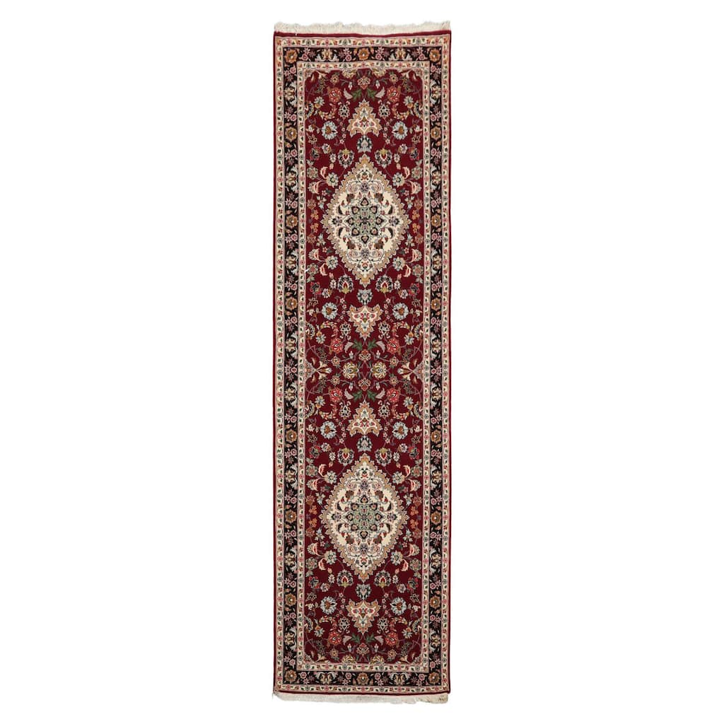 2'8''x10'2'' Runner Hand Knotted Wool Maroon Traditional 300 KPSI Rug - 2' 8'' x 10' 2''