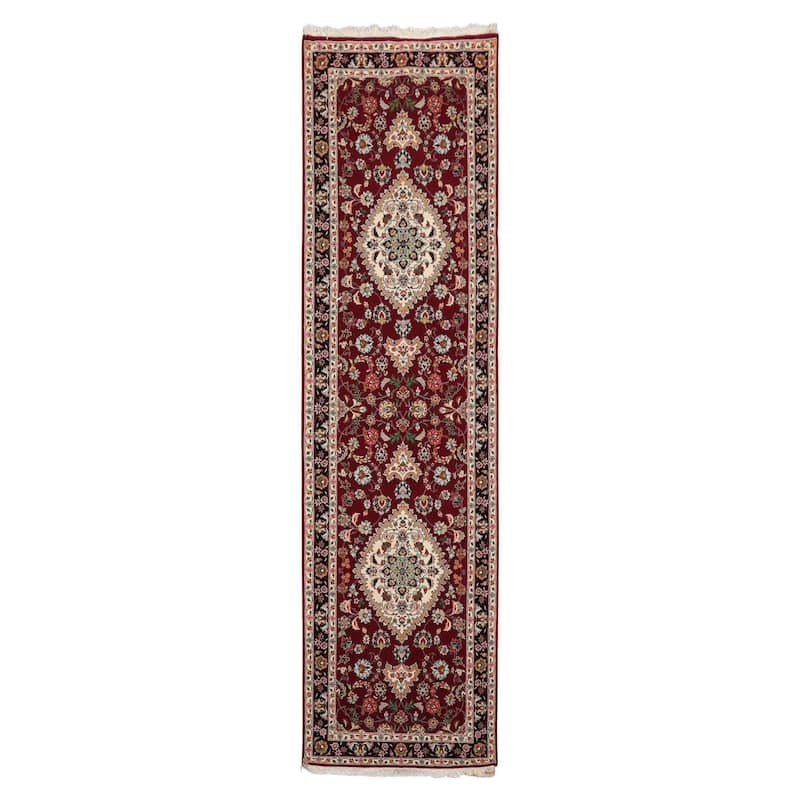2'8''x10'2'' Runner Hand Knotted Wool Maroon Traditional 300 KPSI Rug - 2' 8'' x 10' 2'' - 2' 8'' x 10' 2''