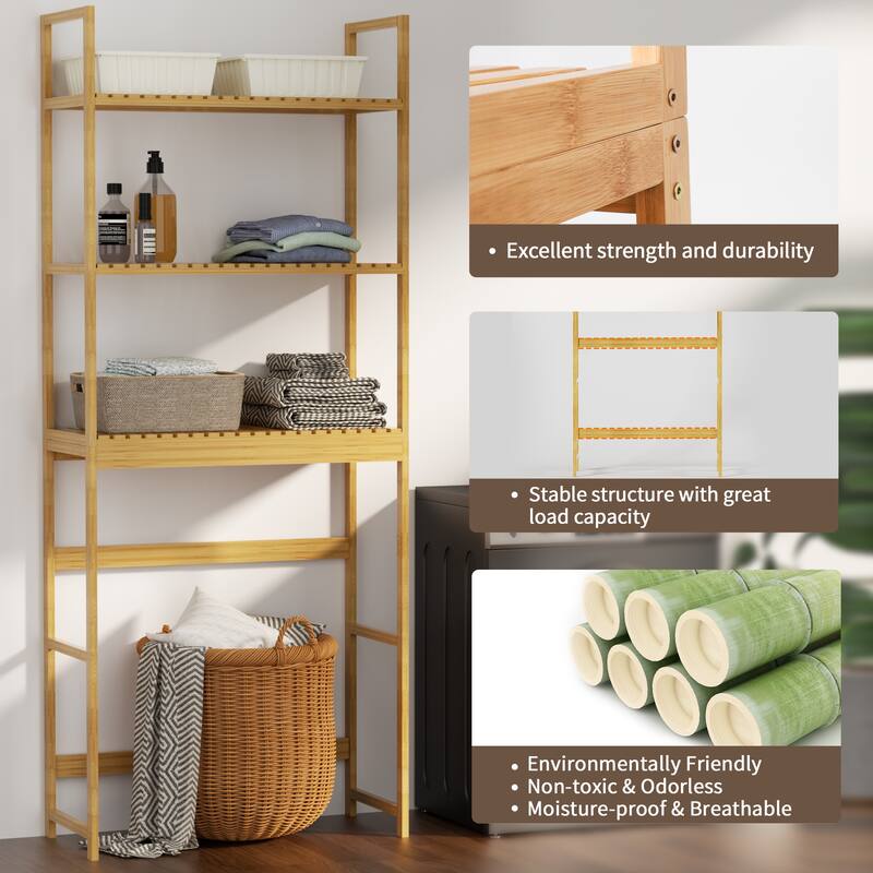 25 in. W x 64 in. H x 10.2 in. D Bamboo Shelf with Adjustable Shelf (FSC Certified)