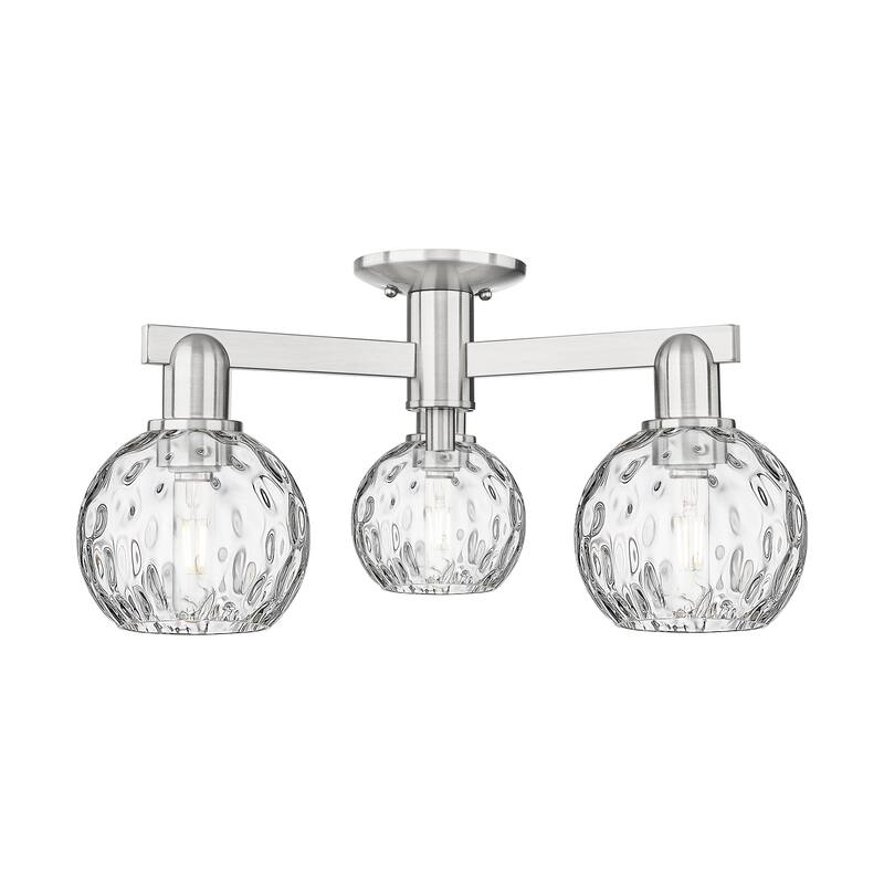 Innovations Lighting Endless Possibilities Arcadia - Athens Water Glass - 3 Light 24" Semi-Flush Mount - Brushed Satin Nickel