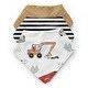 preview thumbnail 1 of 4, Red and Blue Construction Truck Fabric Bandana Baby Bibs (3 Pack Set) - Grey Yellow Orange Brown Black and White Transportation