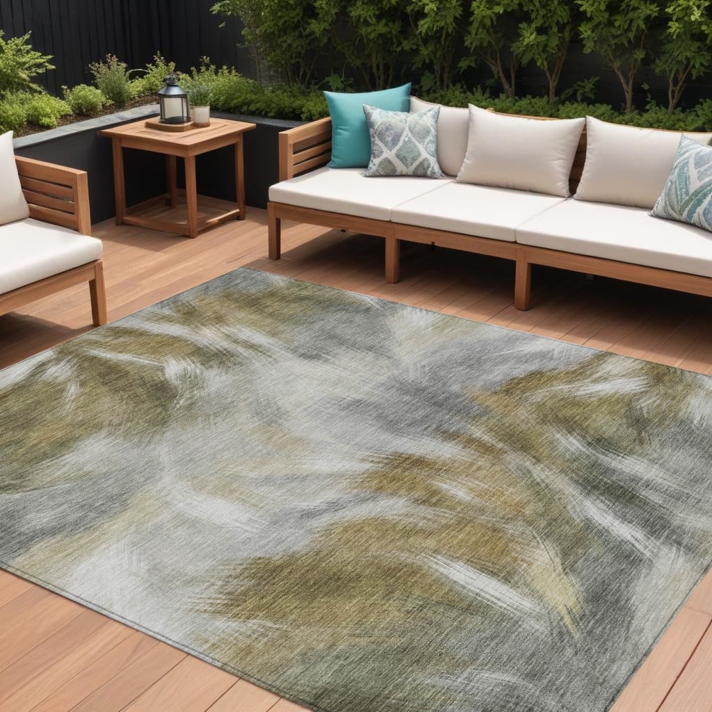 HomeRoots Abstract Transitional Rectangle Outdoor Rug