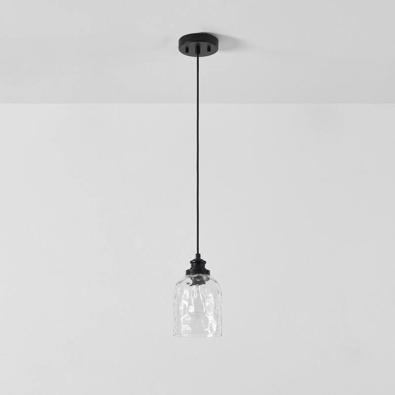 KAWOTI 83" Adjustable Pendant Light with Hammered Glass Shade