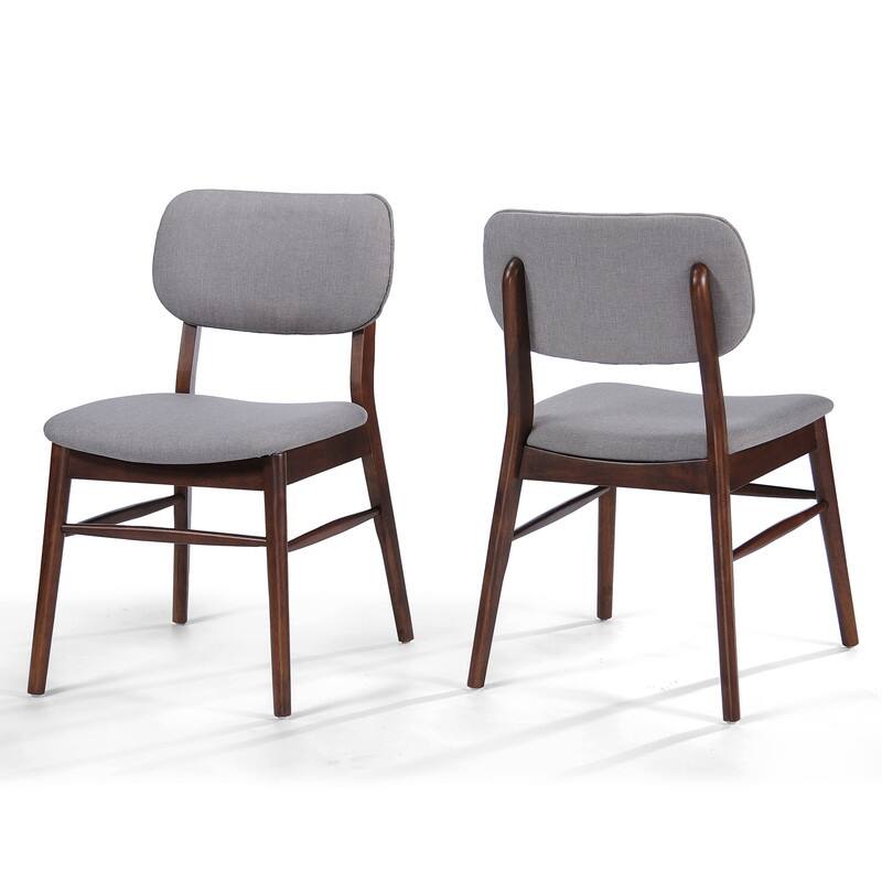 Set of 2 Mid - Century Upholstered Dining Chair with Rubberwood Frame