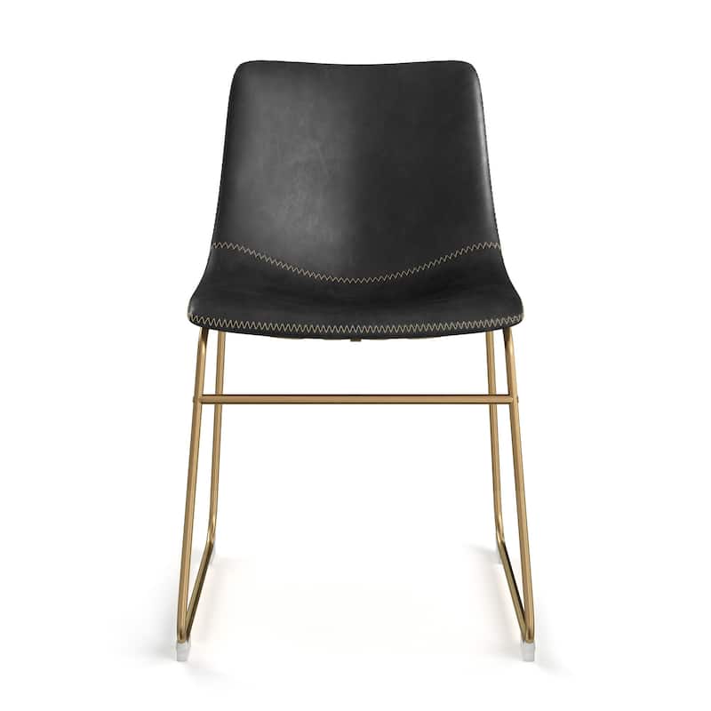 Petra Vegan Leather Side Chairs with Gold Legs (Set of 2)